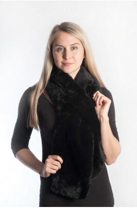 Rex fur scarf - black